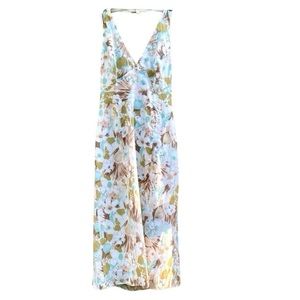 Laundry By Shelli Segal White Cotton Halter Dress With Muted Pastel Design. 6